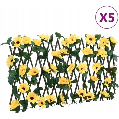 vidaXL Treláže s umělým břečťanem roztahovací 5 ks žluté 180 x 20 cm