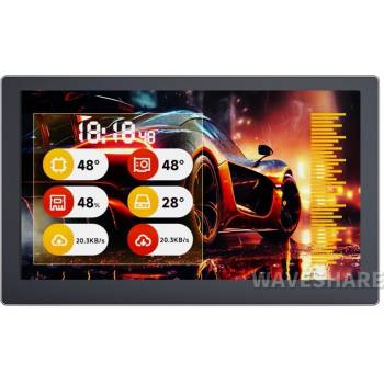 Waveshare 7 Inch USB Monitor, PC Case Secondary Screen / Desktop RGB Ambient Screen, IPS Panel, 1024×600 Black