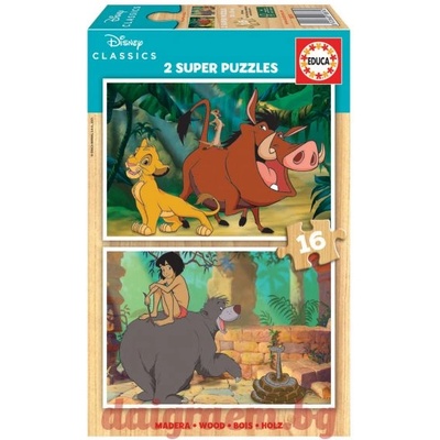 Educa Дървен пъзел educa 18874 - 2 х 16 части - Дисни (edu18874)