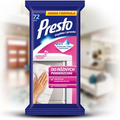 PRESTO CLEAN vlhčené utierky 72 ks - ANTISTATIK