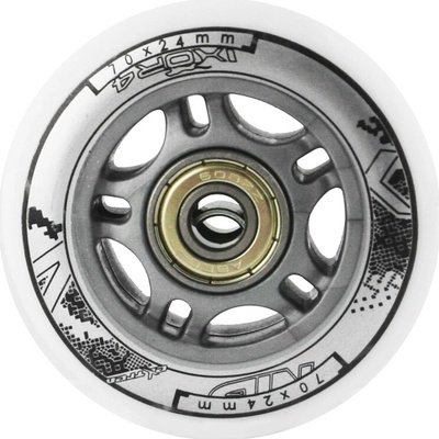 Sestava bílých PU koleček 70x24 + ložiska ABEC7 NILS Extreme 5907695557404