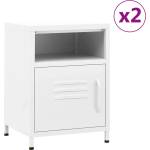 vidaXL Нощни шкафчета, 2 бр, бели, 35х35х51 см, стомана (3095222)
