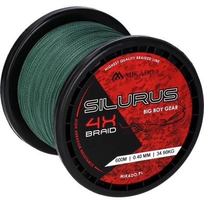 MIKADO šnúra SILURUS 4 X BRAID zelená 600m 0,50mm 41,8kg