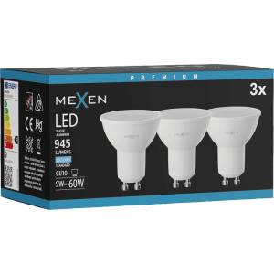 Mexen Nova 3x LED крушка GU10, 9W, Студена - 6500K, 945 lm - L108-GU10-0965-01x03 (L108-GU10-0965-01x03)