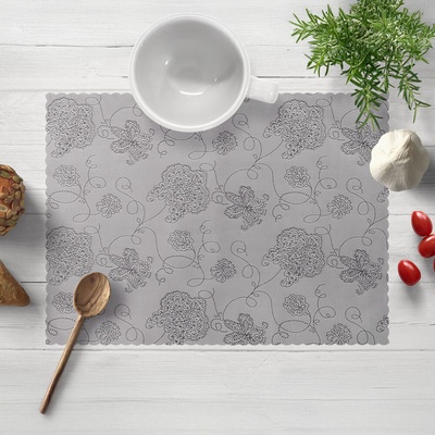 Biante Teflónové prestieranie TF-083 Kvetované ornamenty na sivom 35x45 cm