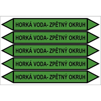 Značení potrubí, horká voda - zpětný okruh PZG 008835