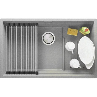 Твоят Стил Сива гранитна мивка за монтаж под плот Прага 80 Step Level 760 x 470 мм