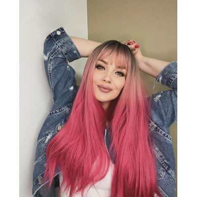 Adelia dlhá ružová parochňa s ofinou