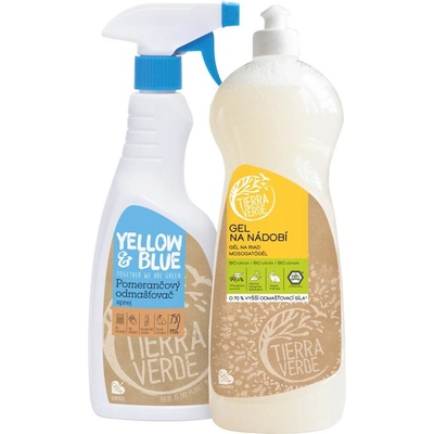 TIERRA VERDE Gel na nádobí BIO citron 1 l + Pomerančový odmašťovač sprej 750 ml