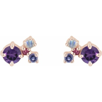 Eppi Fialové cluster náušnice s ametysty a drahokamy Kerrie E46161