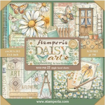 Stamperia Sada jednostranných papírů 20 × 20 cm Daisy Art 22 ks