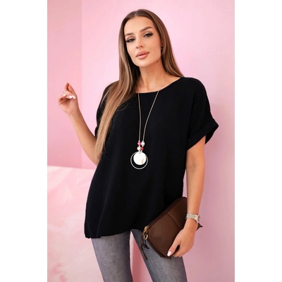 Fashionweek dámská mušelínová halenka oversize K68 černá