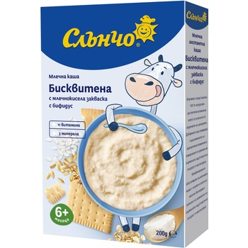 Слънчо Бисквитено млечна каша Слънчо с бифидус - 200 г