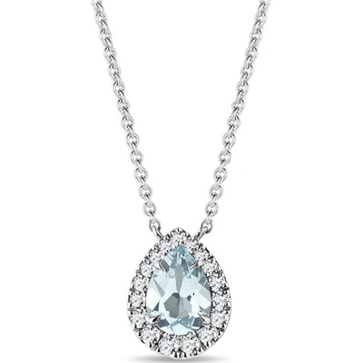 Klenota Elegantný diamantový náhrdelník z bieleho zlata s akvamarínom k0814022