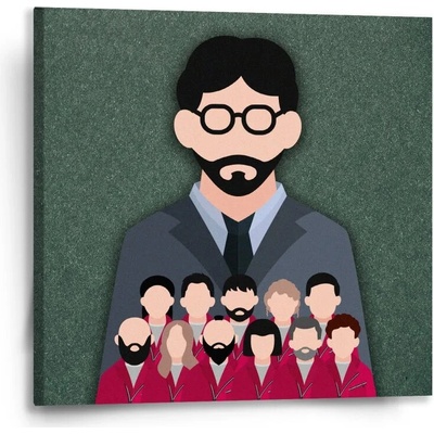 Sablio Obraz Money heist Profesor a jeho tím Zelená - 50x50 cm