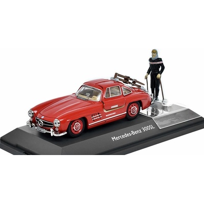 Schuco Mercedes Benz 300SL Gullwing W198 s lyžemi a figurkou 1:43