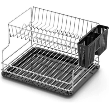 TEKNO TEL Сушилник за съдове TEKNO TEL KB-005BP , 2 нива , Хром-черно , 42 x 30 x 21 см - Код G9069 (G9069-8697465004265)