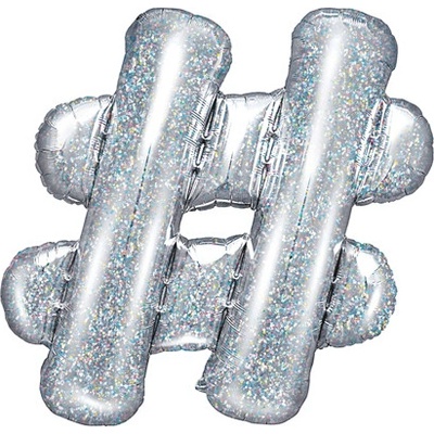 PartyDeco Fóliový znak # holografický 35 cm