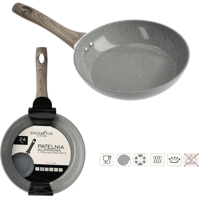 marka niezdefiniowana HLINÍKOVÁ PÁNEV 24 CM 2,5 MM S MARMOROVÝM POVRCHEM *7596