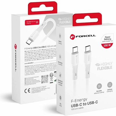 Forcell C347 Type C to Type C Qc4.0 Pd 5A 100W Silicone 1m bílý