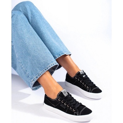 Big Star Shoes Trendy dámské tenisky bez podpatku černé