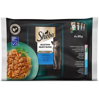 Sheba Пауч Рибно меню - Микс от деликатни рибни ястия за котки 4x85гр