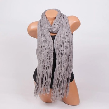 Image 1 of Плетен шал в сив цвят с ресни