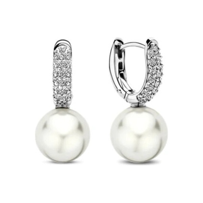 Ti Sento strieborné náušnice so zirkónmi a perlou 7985PW