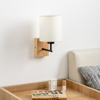 Brilagi - Стенна лампа NUBILA WOOD 1xE27/25W/230V дъб/черно/крем (BG1560)