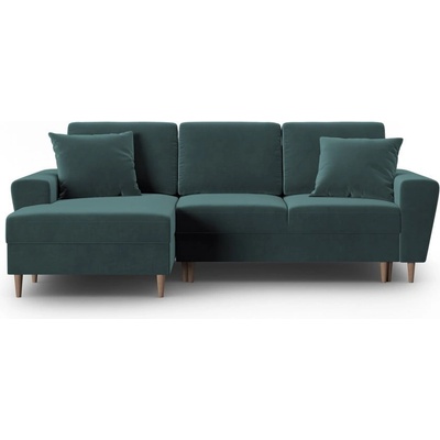 Cosmopolitan Design Кадифен разтегателен ъглов диван с място за съхранение в петролен цвят (ляв ъгъл) Kyoto - Cosmopolitan Design (COS_LCF_2_F2_KYOTO7)