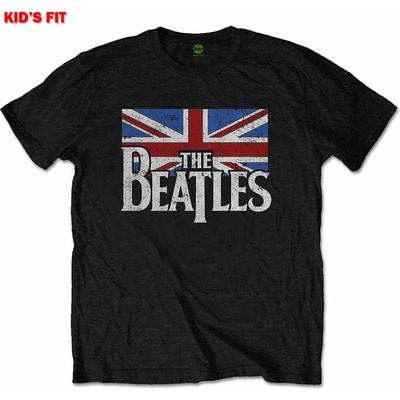 The Beatles Dop T Logo & Vintage Flag čierna