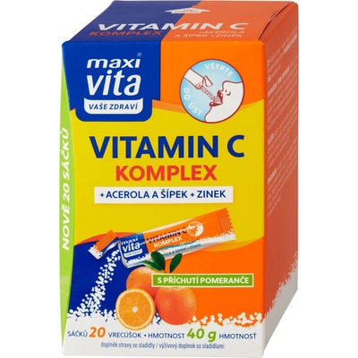 Maxi Vita Vitamin C komplex, acerola, šípek a zinek 20 sáčků