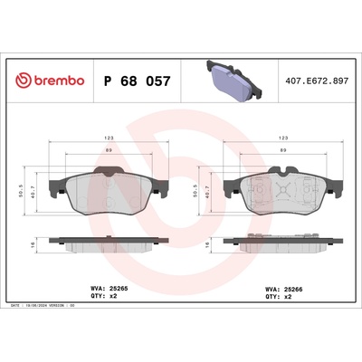 Sada brzdových platničiek, vždy 4 kusy v sade BREMBO P 68 057 (P68057)