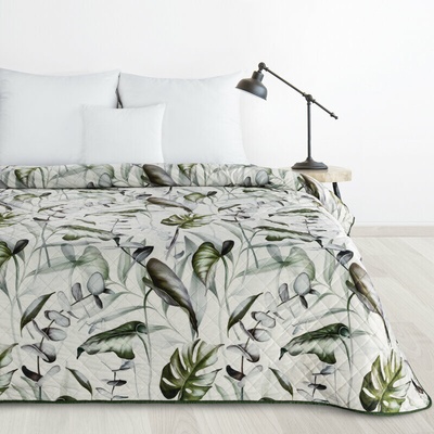 Takoy DESIGN 91 zamatový prehoz ELLEN 170x210 cm prešívaný s potlačou listov monstery-HF-468019 170 x 210 cm