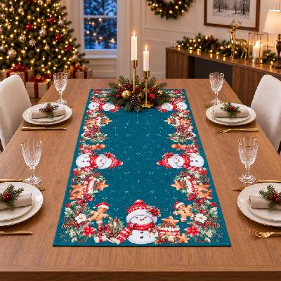 Decora Vánoční běhoun XMAS PARTY zelená 60x120 cm
