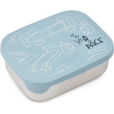 LIEWOOD Детски контейнер за храна Liewood Kid's Arthur Printed Lunchbox Food storage - Race Cars / Beach Blue - размер 5, 5 x 13 x 17 cm (532-3368-0911)