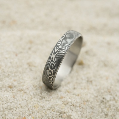 Prima dřevo tmavé Snubní prsten damasteel SK3218