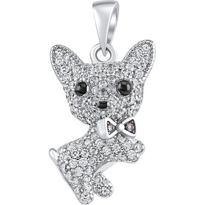 SILVEGO Strieborný prívesok pes Ben s čírym Brilliance Zirconia MW13765P