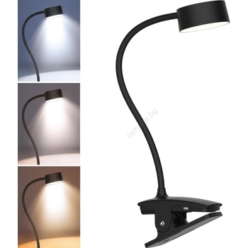 Solight WO3001-B-LED Гъвкава лампа с клип LED/2W/5V 3000/4000/6500K черна (SL1584)