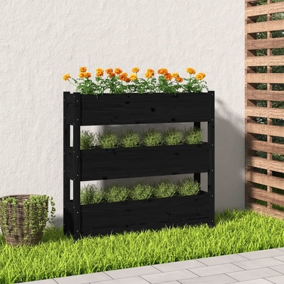 vidaXL Truhlík černý 112 x 25 x 104,5 cm masivní borové dřevo