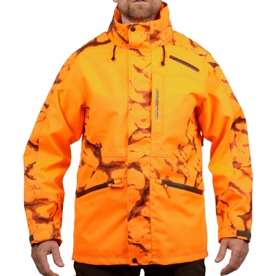 SOLOGNAC Pánska poľovnícka bunda Supertrack 500 nepremokavá odolná oranžová reflexná