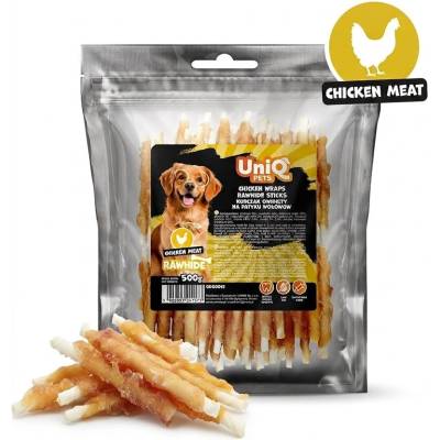 Uniq Pets Dog Snacks Rawhide Chicken Wraps Rawhide Sticks дъвчащи стикове за кучета с пилешко, 12 см, 500 г
