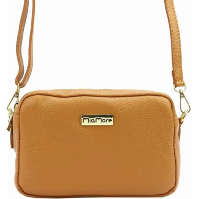 MiaMore dámska kožená kabelka 01-027 Dollaro ťavej farby crossbody