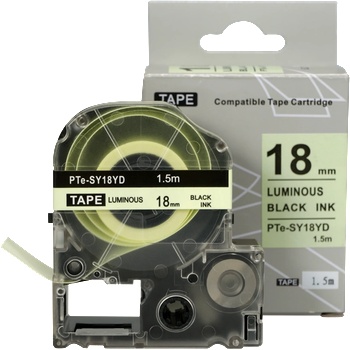 Compatible Epson SY18YD, 18mm x 1, 5m, черен печат / луминесцентни бял фон, съвместима лента (PTe-SY18YD)