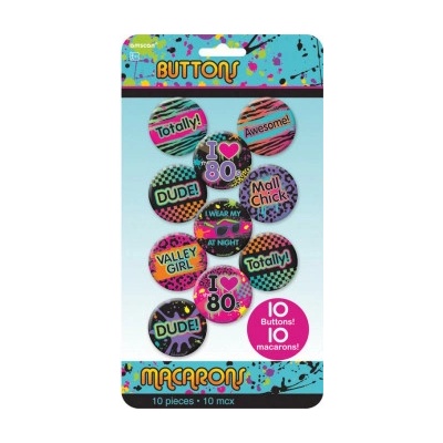 Amscan / Riethmüller Odznaky Totally 80's 10 ks