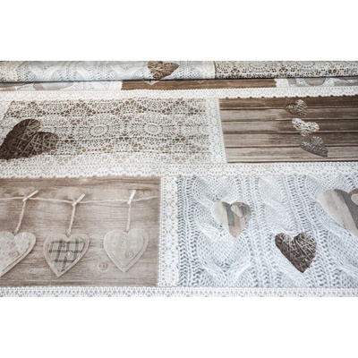 MADE IN ITALY Bavlnená látka Shabby love béžové srdiečka, š. 145 cm Béžová Šírka 145 cm