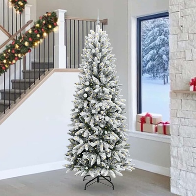 vidaXL С изкуствено коледно дърво с 300 LED светодиода Бяло 240 cm (3396072)