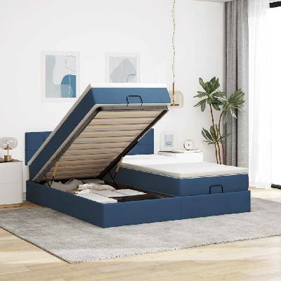 vidaXL Osmanský rám postele s matrací modrá textil