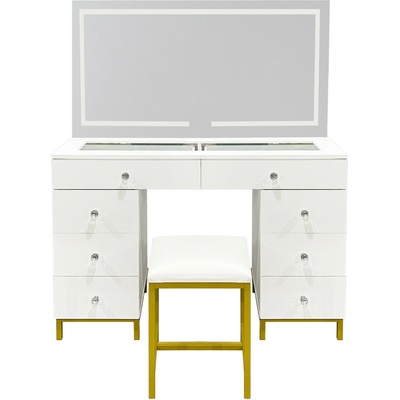 Aga toaletní stolek se zrcadlem a osvětlením matný bílý MRDT20