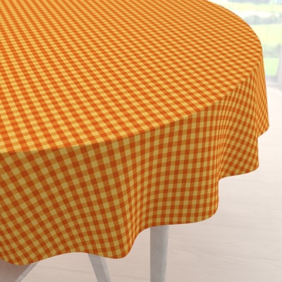 Biante bavlna okrúhly obrus Olivia OL-006 Oranžovo-žltá kocka malá Ø 110cm